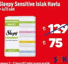 SLEEPY SENSİTİVE ISLAK HAVLU 4X70 ADET indirimli fiyat SLEEPY SENSİTİVE ISLAK HAVLU 4X70 ADET fiyat ve kampanya bilgisi